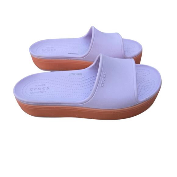 Crocs Crocband Womens Size 9 Platform 205631 Slides Sandals Lavender Slip On - Picture 1 of 11
